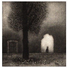  Pożegnanie mezzotinta 10x10 cm 2024 